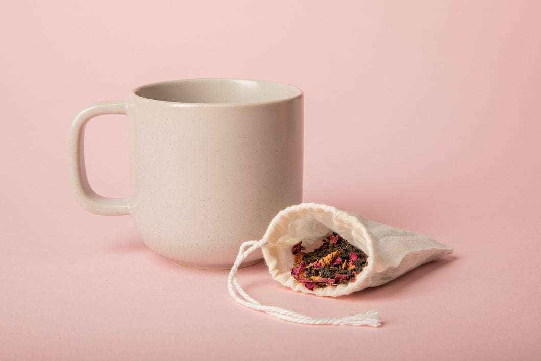 Reusable Organic Cotton Muslin Tea Bags with drawstring Pack of 10
